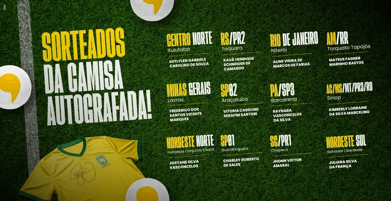 Sorteados da camisa oficial do Instituto Mix autografada